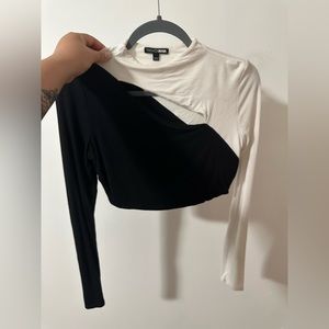Medium white and black crop top